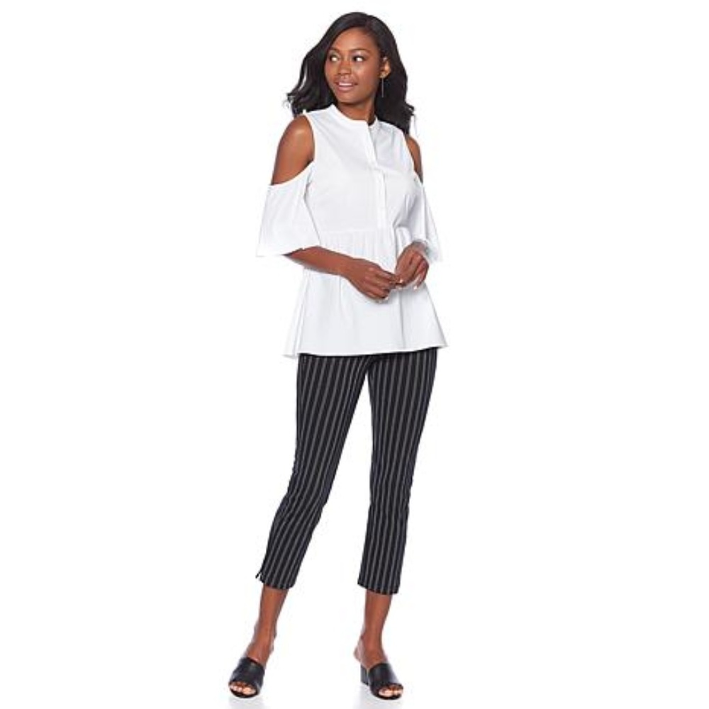 NWT White Cold Shoulder Ruffle Top S